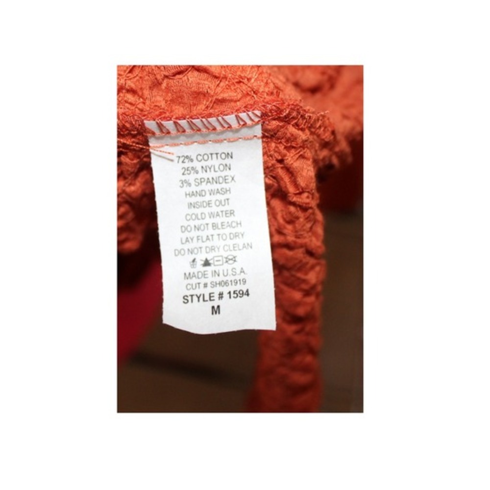 Yushi Womens M Crinkle Tunic Sleeveless Top Rust/Red Stretch Artsy Unique - Picture 5 of 5